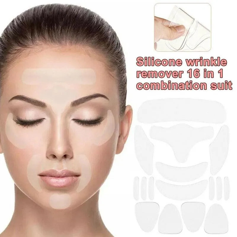 Adesivos para Rugas e Linhas de Expressão Reutilizável - Facial, Pescoço e Colo - Kit com 16 peças